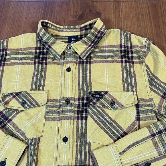 Sun Diego Shirt Mens Medium Yellow Plaid Flannel Long Sleeve Button Up‎ Casual - Picture 2 of 9